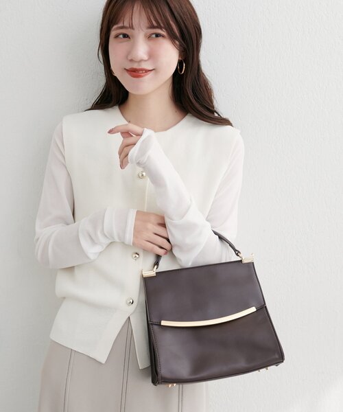 natural couture（ナチュラルクチュール）の「ゴールドバーフラップ２WAYショルダー（ショルダーバッグ・レディース・アイボリー/ダークブラウン/ベージュ・FREE）」の15枚目の写真