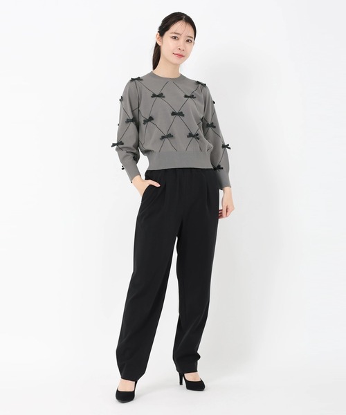 UNIVERVAL MUSE（ユニバーバル ミューズ）の「コンフォートイネス_リボンアーガイルチェックニット（ニット/セーター・レディース・グレー/ピンクベージュ・2）」の11枚目の写真