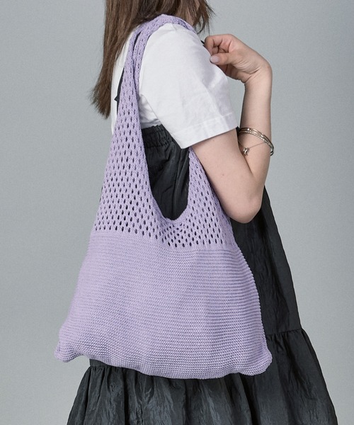 &MARKS(アンドマークス)の「K5【カラバリ豊富】ニットトートバッグ(トートバッグ・レディース・グレー/ブルー/ブラック/ホワイト/ブラウン/グリーン/パープル・FREE)」の7枚目の写真