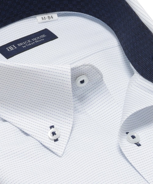 TOKYO SHIRTS（トウキョウシャツ）の「形態安定ノンアイロン ボタンダウン 長袖ビジネスワイシャツ（ビジネスシャツ・メンズ・ブルー・首回り39cm-裄丈80cm/首回り39cm-裄丈84cm/首回り41cm-裄丈82cm/首回り41cm-裄丈86cm/首回り42cm-裄丈82cm/首回り42cm-裄丈86cm/首回り37cm-裄丈80cm/首回り43cm-裄丈82cm/首回り43cm-裄丈86cm）」の2枚目の写真