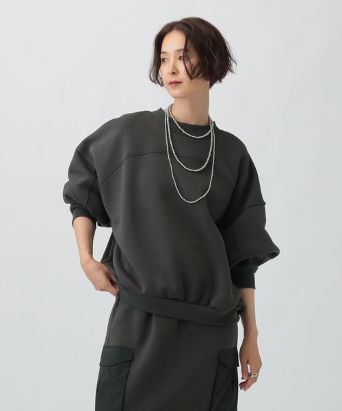 LEPSIM（レプシィム）の「パフエア切り替えBIGプルオーバー　582468（スウェット・レディース・チャコールグレー/トップグレー/アイボリー/カーキ・FREE）」の14枚目の写真