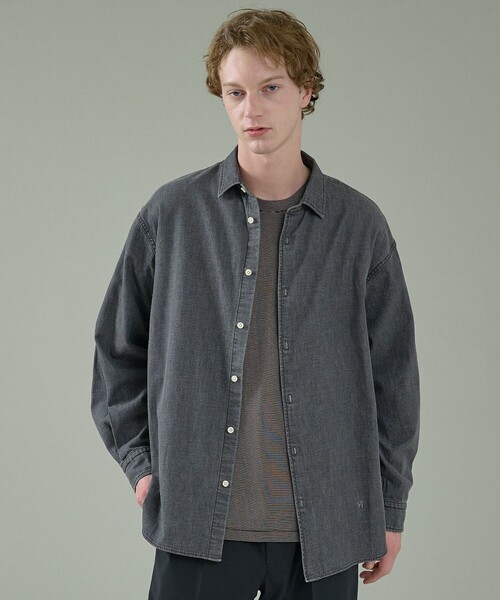 ABAHOUSE（アバハウス）の「7.5オンス オーバーサイズ デニムシャツ / ライトオンスデニム（シャツ/ブラウス・メンズ・ブラック/インディゴブルー/グレー・46/48）」の2枚目の写真