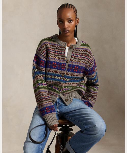 ポロ バイ ラルフローレン フェアアイルウールカーディガン ニット 総柄 L POLO RALPH LAUREN（ポロ ラルフ ローレン）の「フェア アイル