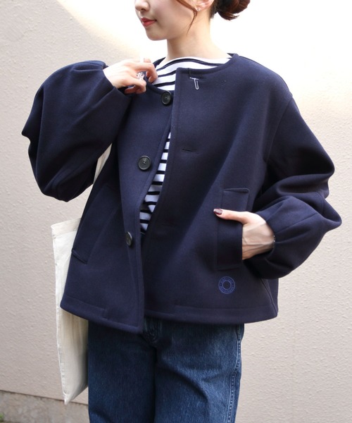 ORCIVAL（オーシバル）の「ORCIVAL/オーシバル　ラウンドネックブルゾン　ROUNDNECK BLOUSON　OR-A0743 BBT（ブルゾン・レディース・ベージュ/ダークネイビー・1）」の4枚目の写真