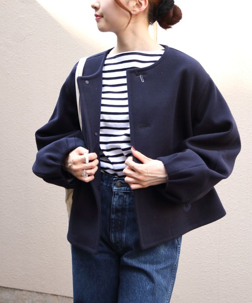 ORCIVAL（オーシバル）の「ORCIVAL/オーシバル　ラウンドネックブルゾン　ROUNDNECK BLOUSON　OR-A0743 BBT（ブルゾン・レディース・ベージュ/ダークネイビー・1）」の17枚目の写真