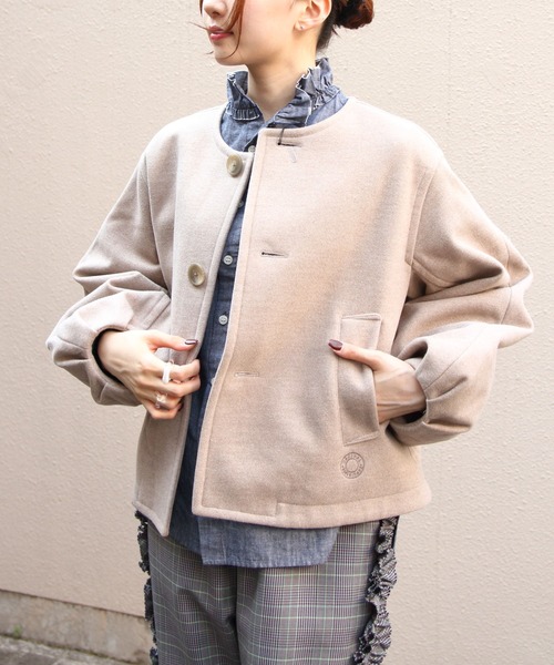 ORCIVAL（オーシバル）の「ORCIVAL/オーシバル　ラウンドネックブルゾン　ROUNDNECK BLOUSON　OR-A0743 BBT（ブルゾン・レディース・ベージュ/ダークネイビー・1）」の6枚目の写真