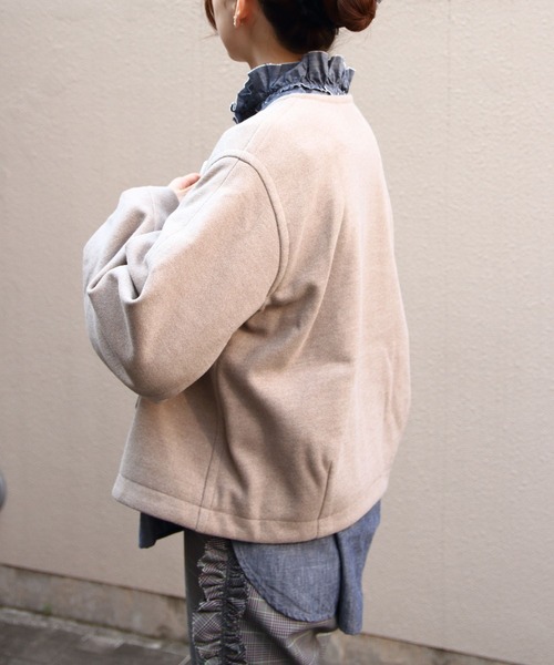 ORCIVAL（オーシバル）の「ORCIVAL/オーシバル　ラウンドネックブルゾン　ROUNDNECK BLOUSON　OR-A0743 BBT（ブルゾン・レディース・ベージュ/ダークネイビー・1）」の8枚目の写真