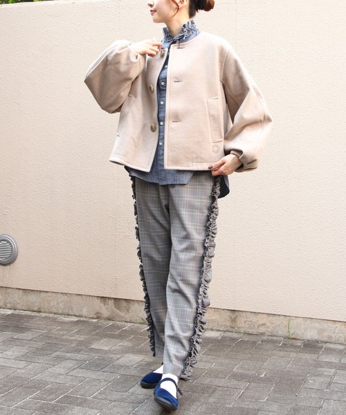 ORCIVAL（オーシバル）の「ORCIVAL/オーシバル　ラウンドネックブルゾン　ROUNDNECK BLOUSON　OR-A0743 BBT（ブルゾン・レディース・ベージュ/ダークネイビー・1）」の11枚目の写真