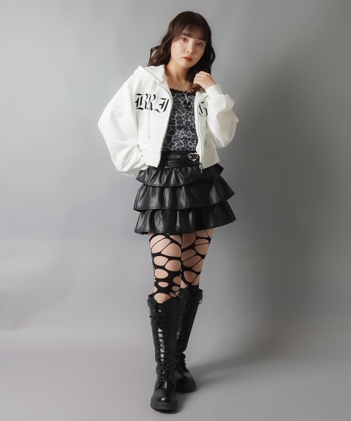 SPINNS（スピンズ）の「盛れシルエット確定★ベルト付きティアードレザーミニスカート（スカート・レディース・ブラウン/ブラック・M/S）」の13枚目の写真