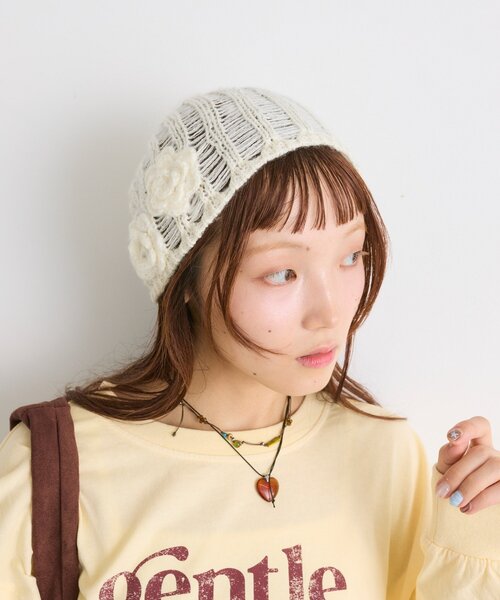 セール】フラワーニット帽（ニットキャップ/ビーニー）｜w closet