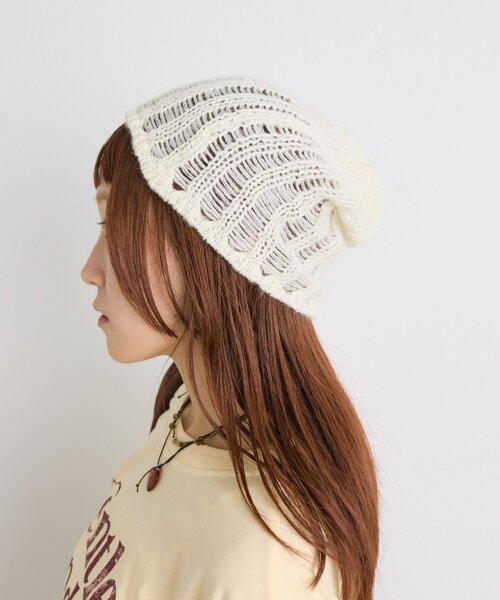 セール】フラワーニット帽（ニットキャップ/ビーニー）｜w closet