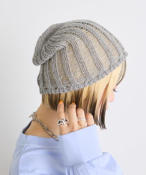 w closet（ダブルクローゼット）の「フラワーニット帽（ニットキャップ/ビーニー・レディース・オフホワイト/チャコールグレー・FREE）」の11枚目の写真