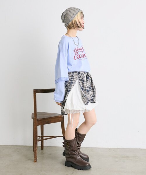 w closet（ダブルクローゼット）の「フラワーニット帽（ニットキャップ/ビーニー・レディース・オフホワイト/チャコールグレー・FREE）」の13枚目の写真