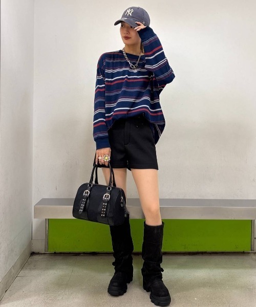 JEANASIS（ジーナシス）の「アソートボーダーBIGロンTEE/599649（Tシャツ/カットソー・レディース・ホワイト系その他/ブラック系その他/ネイビー系・FREE）」の12枚目の写真