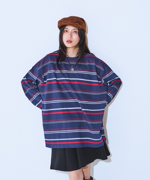 JEANASIS（ジーナシス）の「アソートボーダーBIGロンTEE/599649（Tシャツ/カットソー・レディース・ホワイト系その他/ブラック系その他/ネイビー系・FREE）」の8枚目の写真