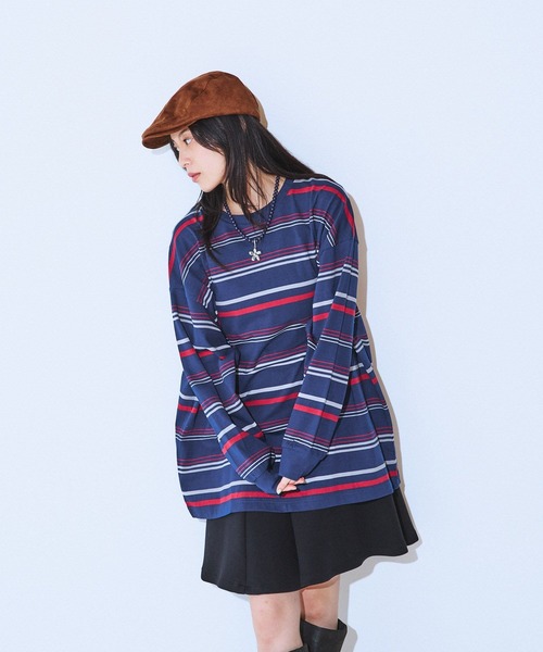 JEANASIS（ジーナシス）の「アソートボーダーBIGロンTEE/599649（Tシャツ/カットソー・レディース・ホワイト系その他/ブラック系その他/ネイビー系・FREE）」の9枚目の写真