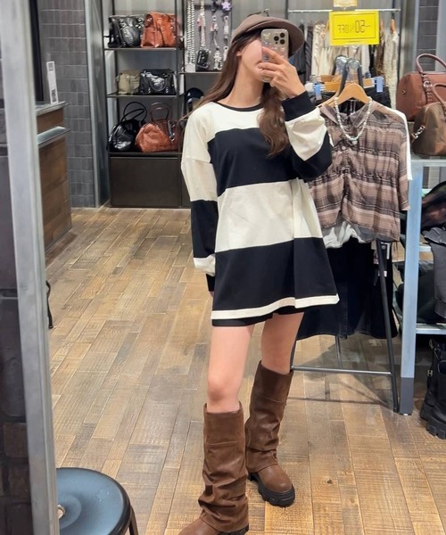 JEANASIS（ジーナシス）の「アソートボーダーBIGロンTEE/599649（Tシャツ/カットソー・レディース・ホワイト系その他/ブラック系その他/ネイビー系・FREE）」の11枚目の写真