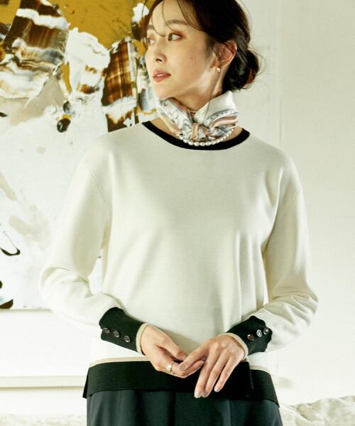 UNTITLED(アンタイトル)の「【アンサンブル可/洗える】ウールミラノリブニット(ニット/セーター・レディース・ホワイト系7/ブラック/レッド系1/オフホワイト/ブラック系4/ブルー系その他/ベージュ系4・03/00/01/02/04/44/48)」の3枚目の写真