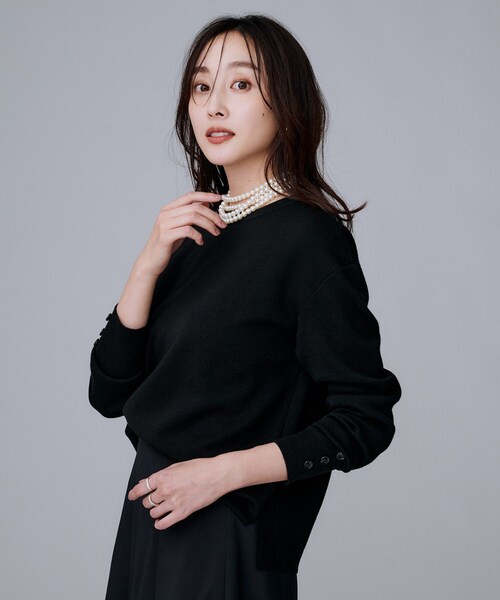 UNTITLED(アンタイトル)の「【アンサンブル可/洗える】ウールミラノリブニット(ニット/セーター・レディース・ホワイト系7/ブラック/レッド系1/オフホワイト/ブラック系4/ブルー系その他/ベージュ系4・03/00/01/02/04/44/48)」の14枚目の写真