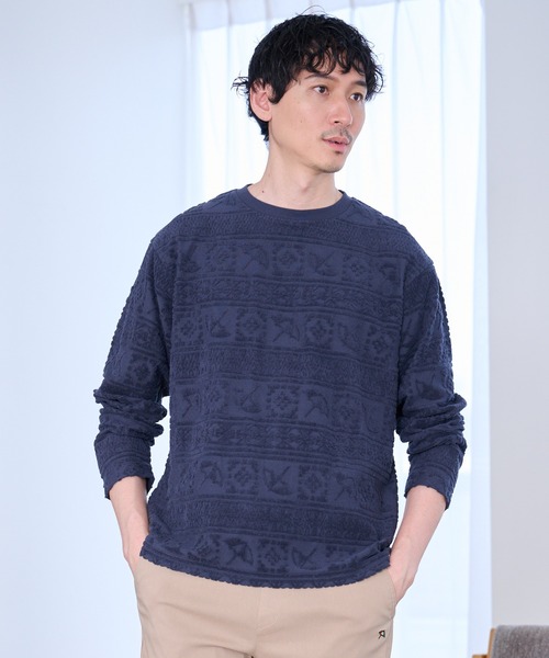 Arnold Palmer(アーノルドパーマー)の「シェア アンブレラパイルジャガード ロングTシャツ(Tシャツ/カットソー・レディース・ネイビー/アイボリー・XS/LL/M/L/S)」の13枚目の写真