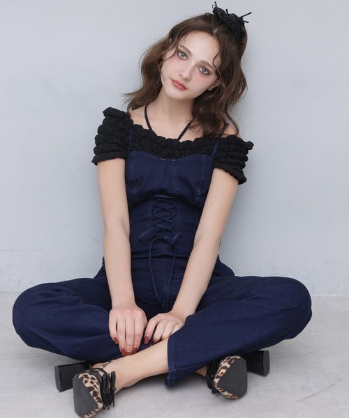 Seemi. byNICECLAUP（ シーミーバイナイスクラップ）の「【Seemi.】シャーリングビスチェ（シャツ/ブラウス・レディース・ブラック/ピンク/チェック・FREE）」の6枚目の写真