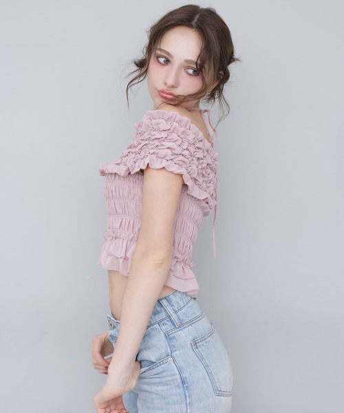 Seemi. byNICECLAUP（ シーミーバイナイスクラップ）の「【Seemi.】シャーリングビスチェ（シャツ/ブラウス・レディース・ブラック/ピンク/チェック・FREE）」の14枚目の写真