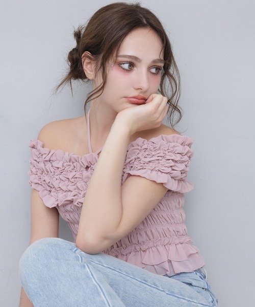 Seemi. byNICECLAUP（ シーミーバイナイスクラップ）の「【Seemi.】シャーリングビスチェ（シャツ/ブラウス・レディース・ブラック/ピンク/チェック・FREE）」の21枚目の写真