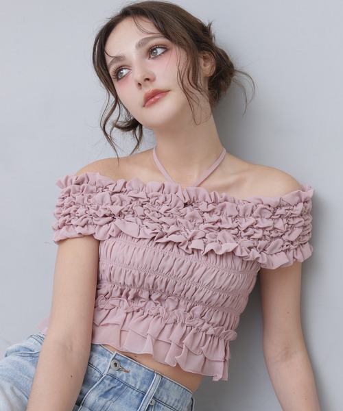 Seemi. byNICECLAUP（ シーミーバイナイスクラップ）の「【Seemi.】シャーリングビスチェ（シャツ/ブラウス・レディース・ブラック/ピンク/チェック・FREE）」の22枚目の写真