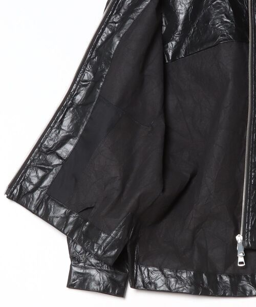 ROYAL FLASH（ロイヤルフラッシュ）の「A.F ARTEFACT/エーエフ・アーティファクト/HOODED ZIPPER BLOUSON / WASHER SYNTHETIC LEATHER / ag-12017-2（ブルゾン・メンズ・ブラック・3/2）」の3枚目の写真