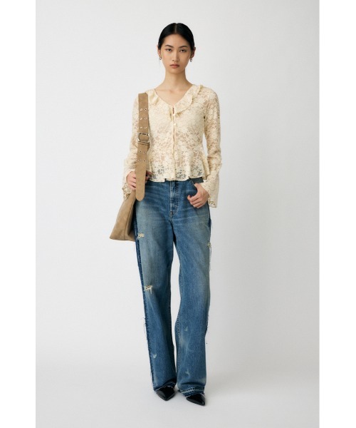 MOUSSY(マウジー)の「MIDRISE RIPPED STRAIGHT(デニムパンツ・レディース・ブルー・0/1/2)」の3枚目の写真