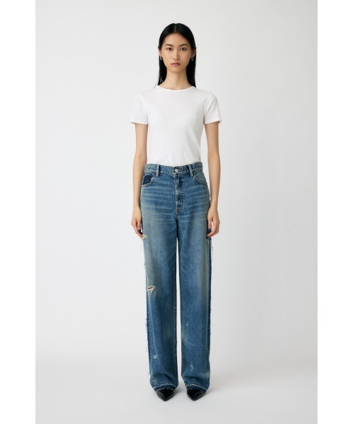 MOUSSY(マウジー)の「MIDRISE RIPPED STRAIGHT(デニムパンツ・レディース・ブルー・0/1/2)」の4枚目の写真