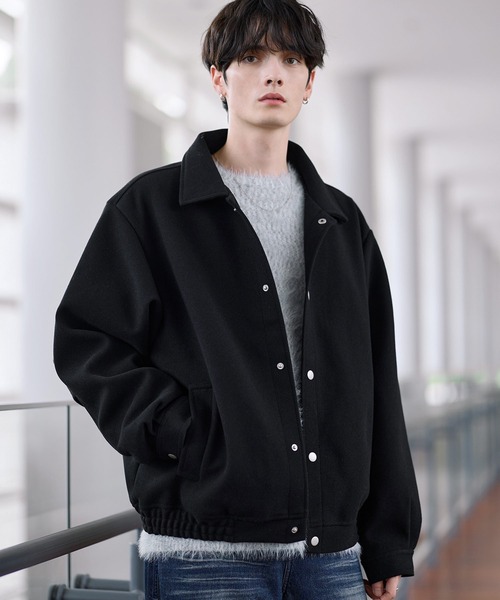 セール】ウールテックメルトン ビッグシルエット短丈ブルゾン