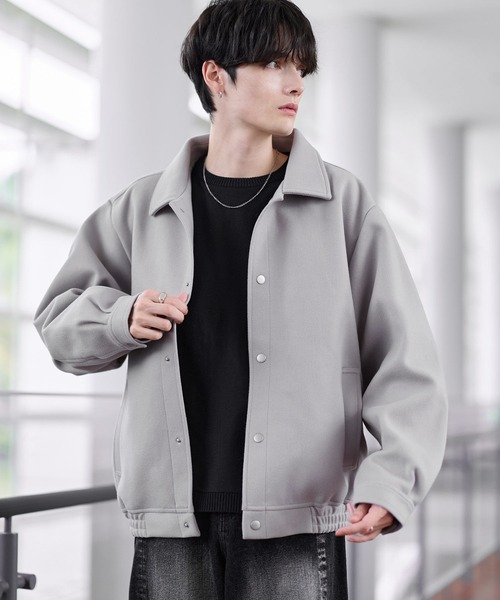 セール】ウールテックメルトン ビッグシルエット短丈ブルゾン