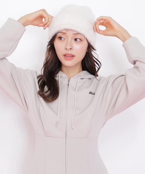 JILL by JILL STUART(ジルバイジルスチュアート)の「【再入荷】ダイバーフーディーロングワンピース(ワンピース・レディース・ベージュ/ピンク/グレー・FREE)」の6枚目の写真