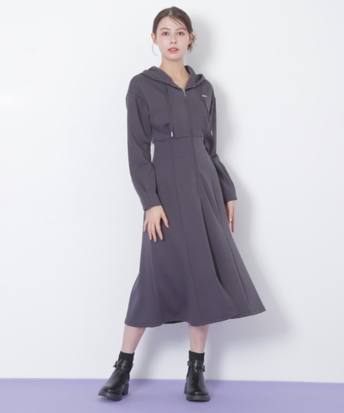 再入荷】ダイバーフーディーロングワンピース（ワンピース）｜JILL by