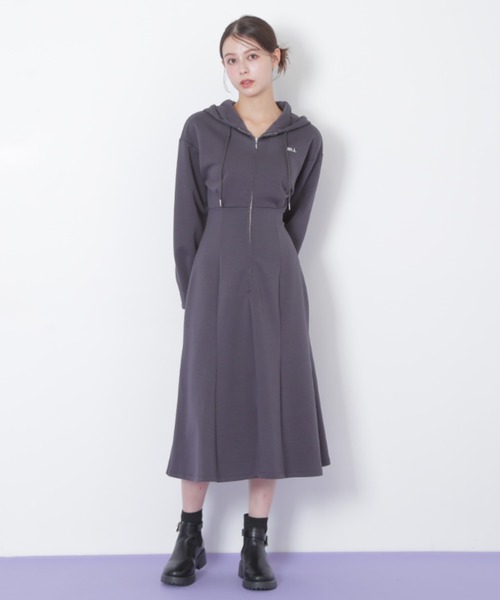 再入荷】ダイバーフーディーロングワンピース（ワンピース）｜JILL by