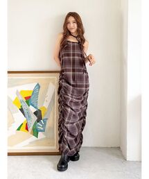 Ungrid | シャーリングデザインチェックワンピース(ワンピース)