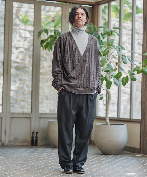 CAMBIO（カンビオ）の「mlt5427-Cable Knit sew Cachecoeur Pullover　カシュクールプルオーバー(A56925cmb)（Tシャツ/カットソー・メンズ・ブラウン/チャコール/ブラック・S/M/L）」の13枚目の写真