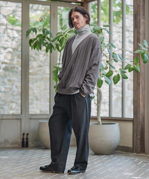 CAMBIO（カンビオ）の「mlt5427-Cable Knit sew Cachecoeur Pullover　カシュクールプルオーバー(A56925cmb)（Tシャツ/カットソー・メンズ・ブラウン/チャコール/ブラック・S/M/L）」の14枚目の写真