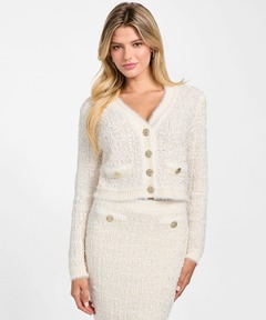 Long Sleeves V-neck Aomori Tape Yarn Cardi