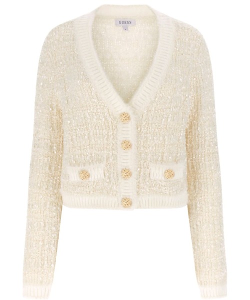 Long Sleeves V-neck Aomori Tape Yarn Cardi カーディガン | GUESS