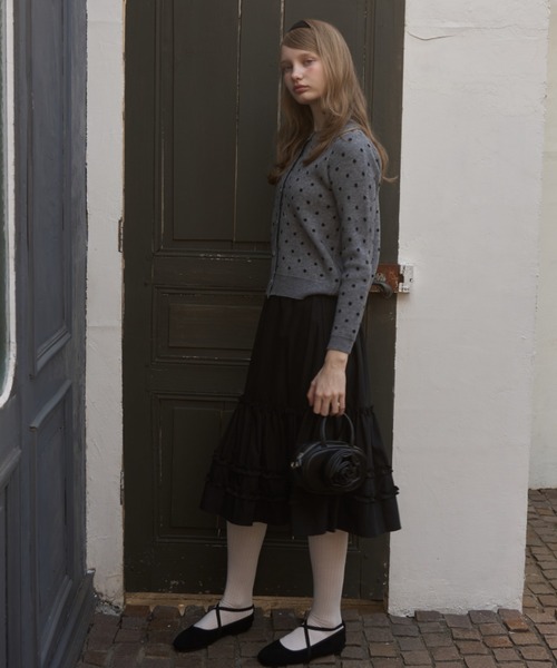 Birthday room(バースデイルーム)の「フリルティアードミディ丈スカート/frilled tiered midi skirt(スカート・レディース・ブラック/ホワイト・FREE)」の18枚目の写真