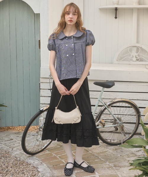 Birthday room(バースデイルーム)の「フリルティアードミディ丈スカート/frilled tiered midi skirt(スカート・レディース・ブラック/ホワイト・FREE)」の21枚目の写真
