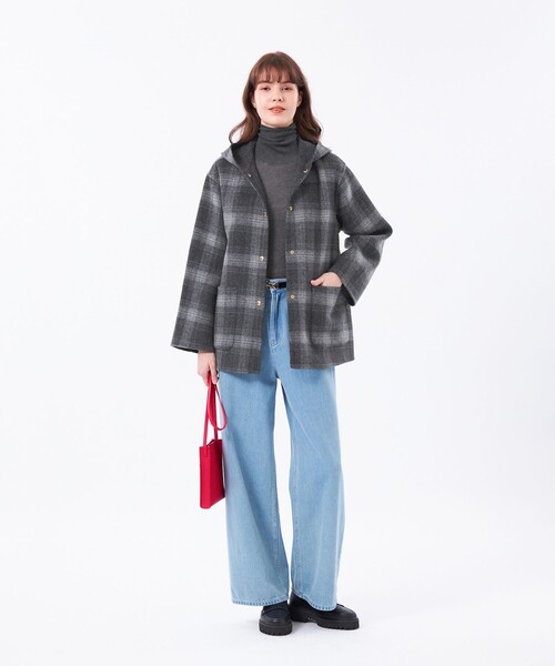 MACKINTOSH PHILOSOPHY(マッキントッシュ フィロソフィー)の「【WEB&一部店舗限定】ウールリバーミドルフードコート(その他アウター・レディース・グレー系その他2/ダークネイビー・38/36)」の5枚目の写真