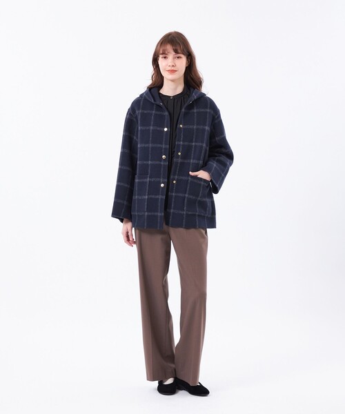 MACKINTOSH PHILOSOPHY(マッキントッシュ フィロソフィー)の「【WEB&一部店舗限定】ウールリバーミドルフードコート(その他アウター・レディース・グレー系その他2/ダークネイビー・38/36)」の6枚目の写真