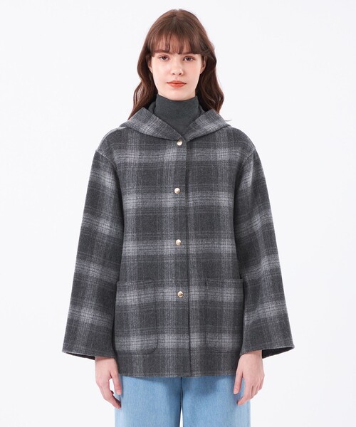 MACKINTOSH PHILOSOPHY(マッキントッシュ フィロソフィー)の「【WEB&一部店舗限定】ウールリバーミドルフードコート(その他アウター・レディース・グレー系その他2/ダークネイビー・38/36)」の7枚目の写真