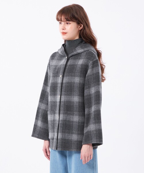 MACKINTOSH PHILOSOPHY(マッキントッシュ フィロソフィー)の「【WEB&一部店舗限定】ウールリバーミドルフードコート(その他アウター・レディース・グレー系その他2/ダークネイビー・38/36)」の8枚目の写真