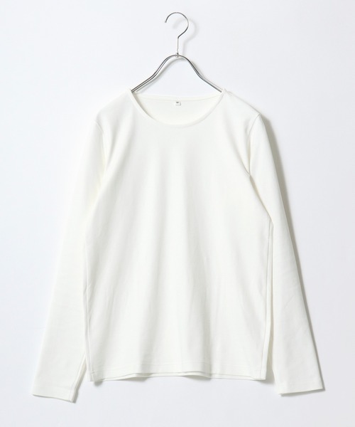 Salong hameu（サロン ハミュー）の「プレミアムコットンを使用した無地・ボーダー長袖Tシャツ/ロンT レディース（Tシャツ/カットソー・レディース・オフホワイト/ワイン系/ネイビー系/ブラック/ホワイト系/グリーン系/ベージュ系/ブラック系・M/L/LL）」の12枚目の写真