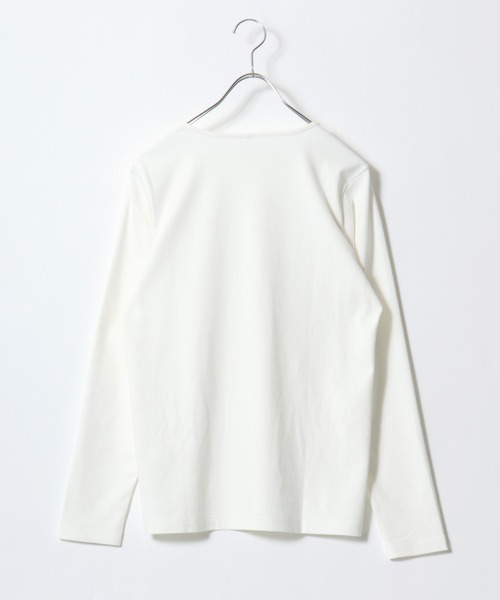 Salong hameu（サロン ハミュー）の「プレミアムコットンを使用した無地・ボーダー長袖Tシャツ/ロンT レディース（Tシャツ/カットソー・レディース・オフホワイト/ワイン系/ネイビー系/ブラック/ホワイト系/グリーン系/ベージュ系/ブラック系・M/L/LL）」の13枚目の写真