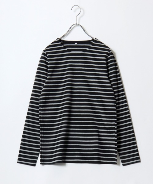 Salong hameu（サロン ハミュー）の「プレミアムコットンを使用した無地・ボーダー長袖Tシャツ/ロンT レディース（Tシャツ/カットソー・レディース・オフホワイト/ワイン系/ネイビー系/ブラック/ホワイト系/グリーン系/ベージュ系/ブラック系・M/L/LL）」の10枚目の写真